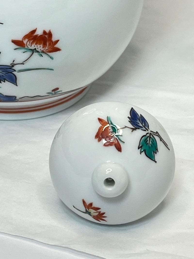 十三代 柿右衛門 水注 牡丹 水差し