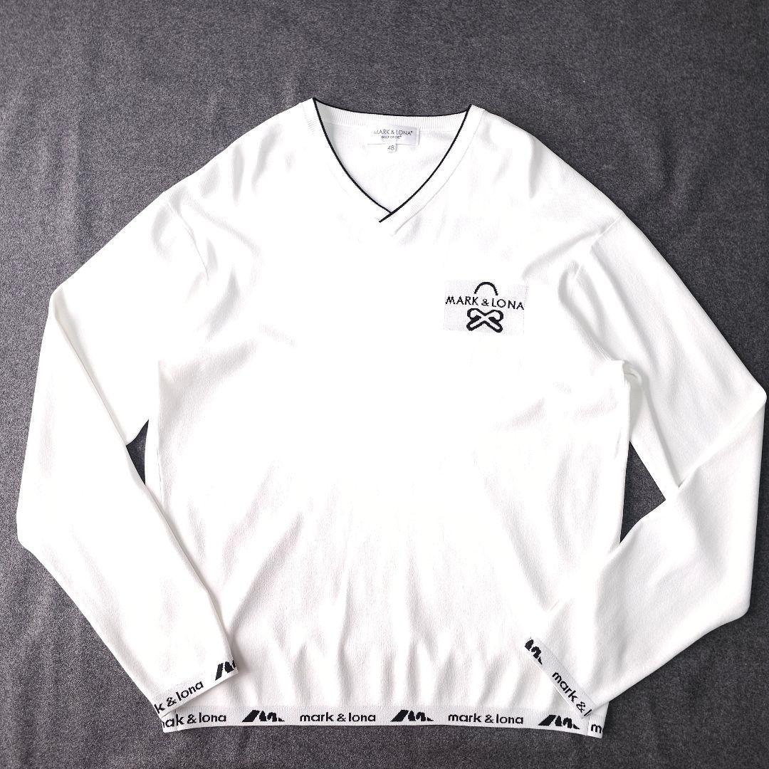 美品 2025年 マークアンドロナ 春ニットセーター スカル ロゴネーム 48L