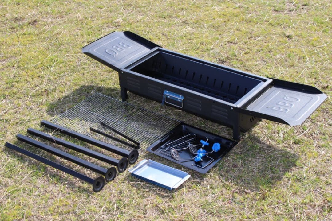 BBQコンロ 跳ね上げテーブル付きＢＢＱコンロ 大型バーベキューコンロ ブラック