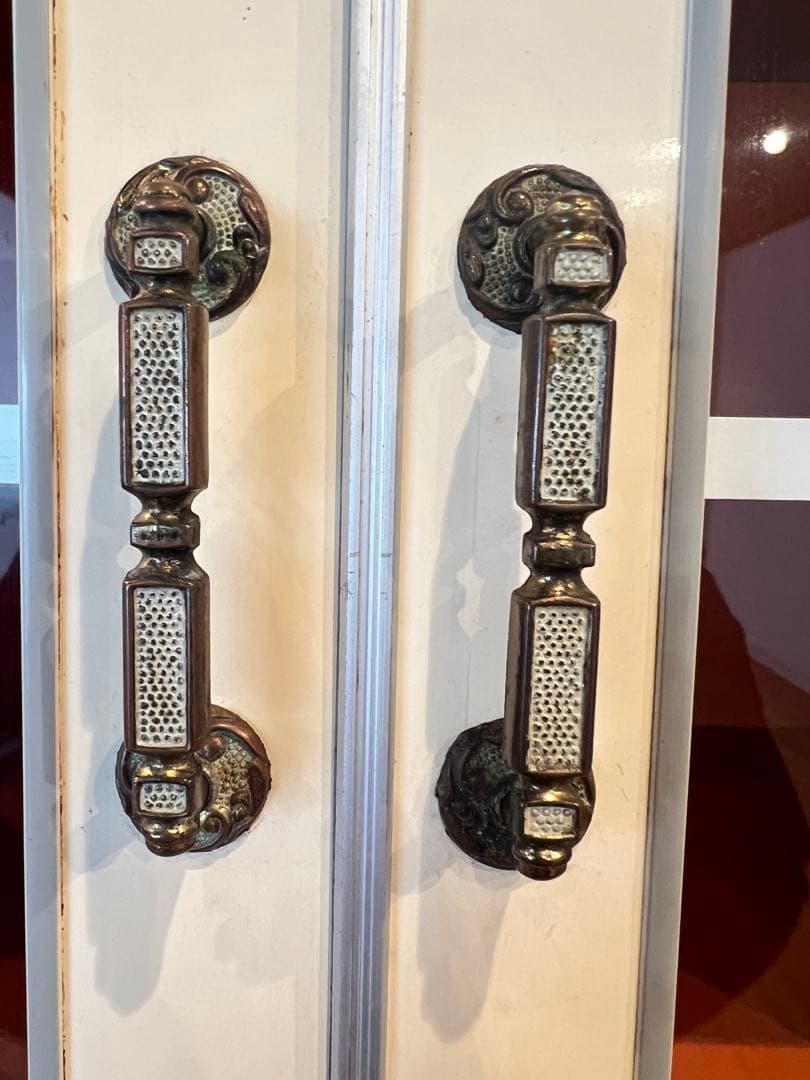 昭和レトロ レトロポップ 食器棚 ガラスキャビネット 木製 キッチン収納 古家具