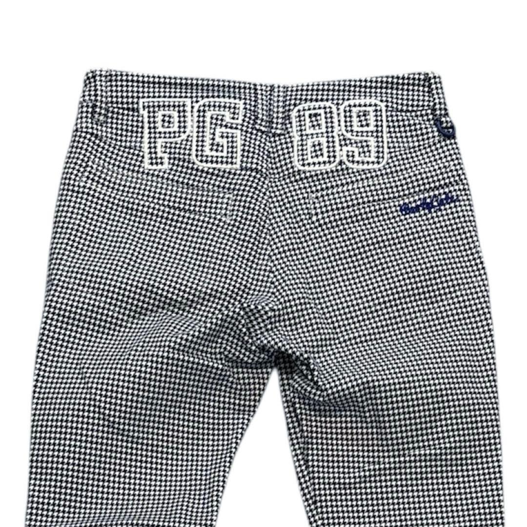 パーリーゲイツ　ロングパンツ　0/S ネイビー　千鳥格子　スソスリット　通年