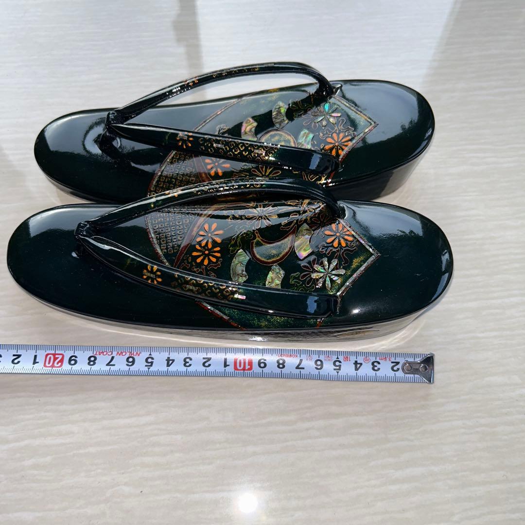 花柄 和装用バッグと草履セット　螺鈿