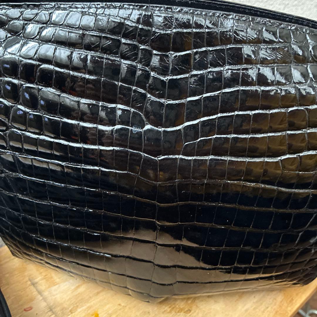 最終価格‼️ ​【JRA認定】本革 ソフトクロコダイル ハンドバッグ ブラック