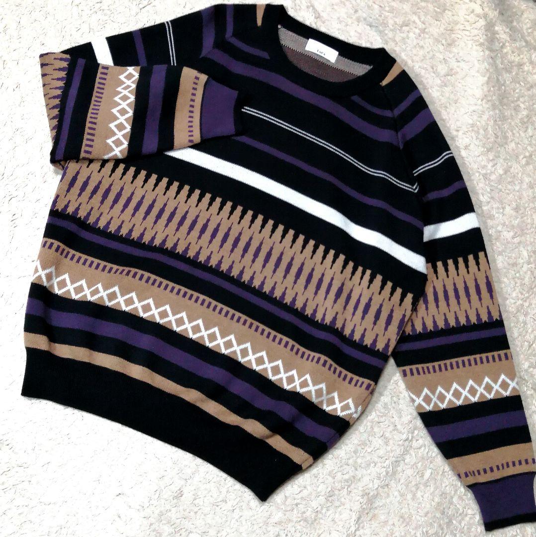 ★Lui's ルイス★レトロモード系 ダブルジャガード柄 M ニット 美品 レア