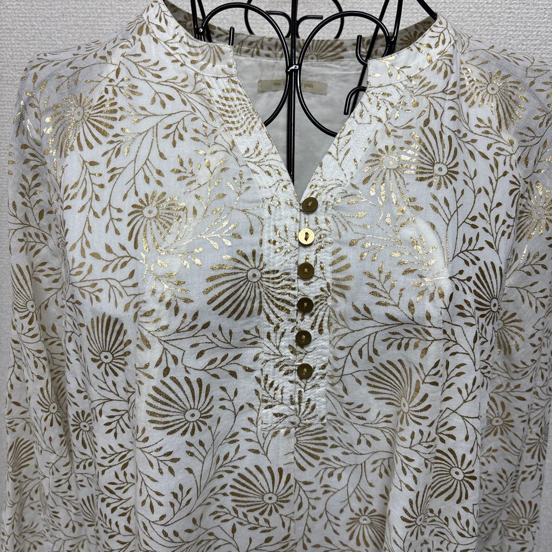 ヌキテパ　ゴールドフラワー ロングワンピース 浜島直子さんコラボ M コットン