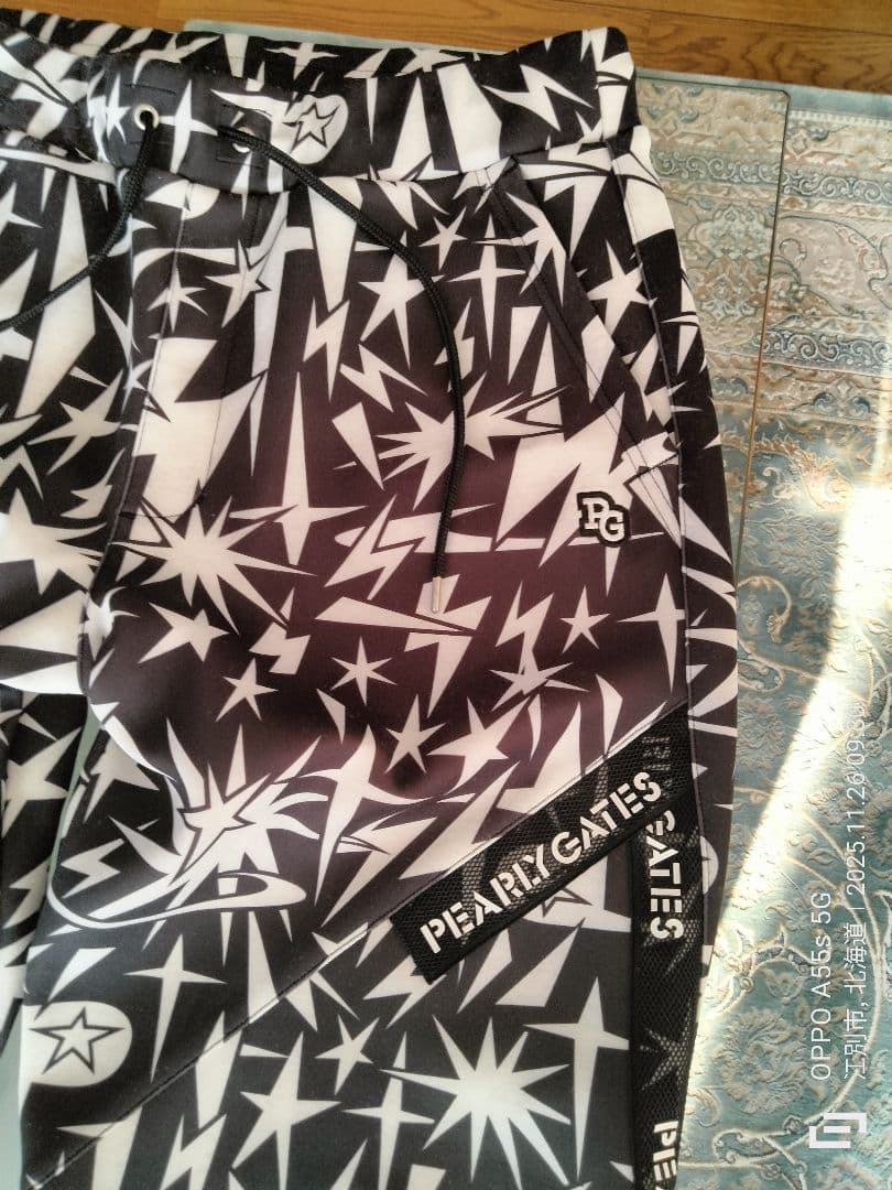 PEARLY GATES鹿の子ダンボールボンディング ギザ星柄ジョガーパンツ