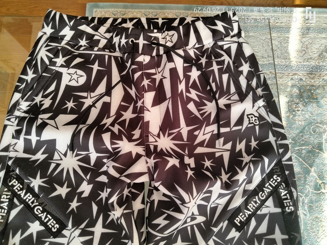 PEARLY GATES鹿の子ダンボールボンディング ギザ星柄ジョガーパンツ