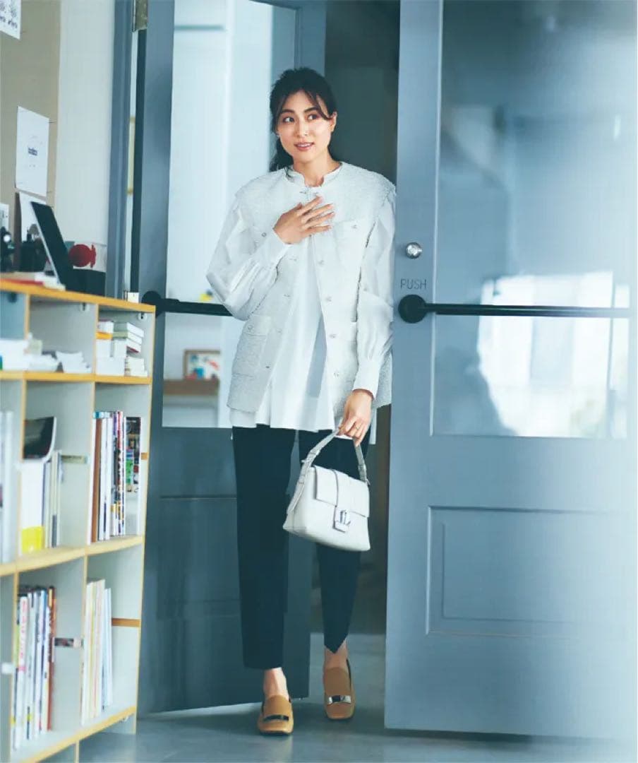 アナイ ANAYI パールボタン ツイードジレ ベスト ホワイト 入学式 入園式