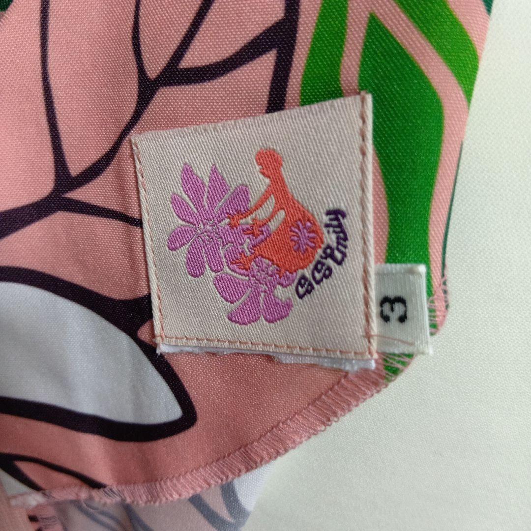 フラダンスドレス、衣装、ハワイアンドレス、ピンク、植物柄、フラワープリント