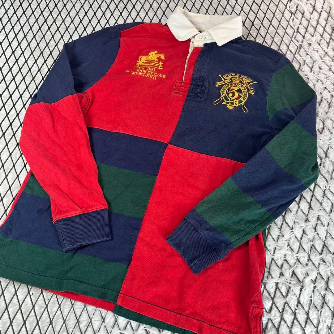 90s ポロ ラルフローレン クレイジー パターン 長袖 ラガー シャツ