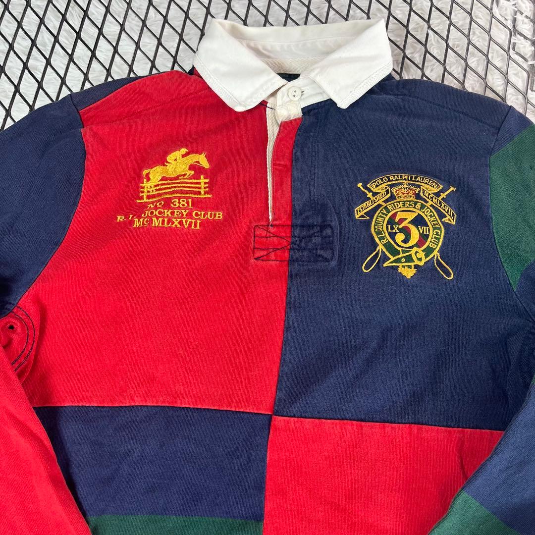 90s ポロ ラルフローレン クレイジー パターン 長袖 ラガー シャツ