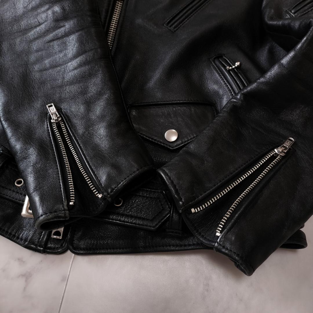 666 フロントベルトライダースジャケット 40 L ブラック LJM-10TF