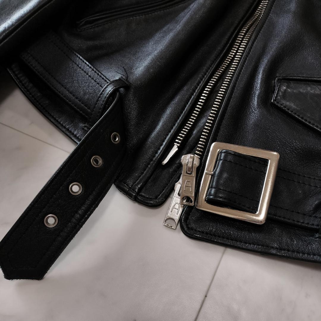 666 フロントベルトライダースジャケット 40 L ブラック LJM-10TF