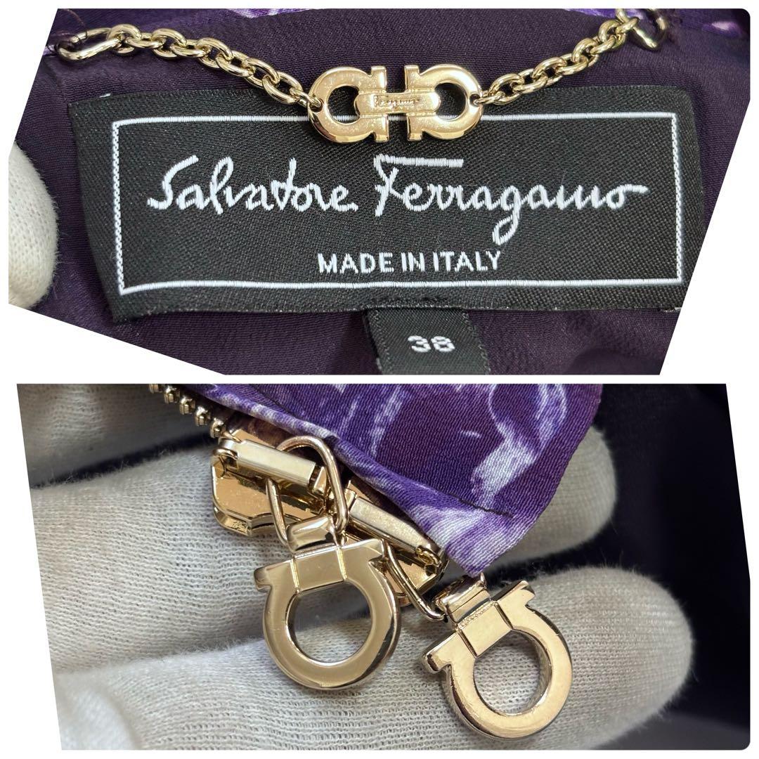 d*o様 極美品 フェラガモ シルク 花柄 ツイード ガンチーニ ダブルジップ