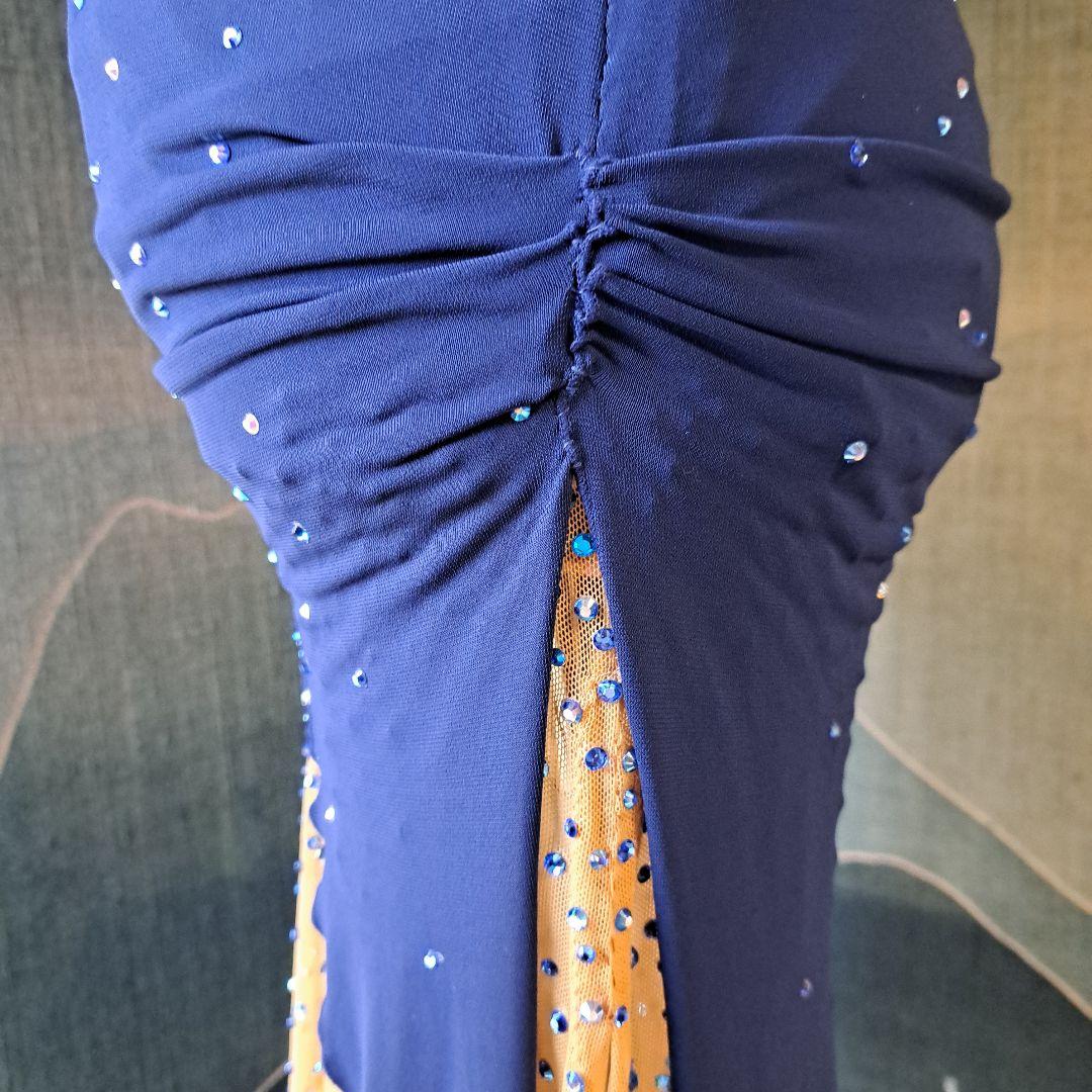 社交ダンスラテン ドレス ネイビー ベージュ