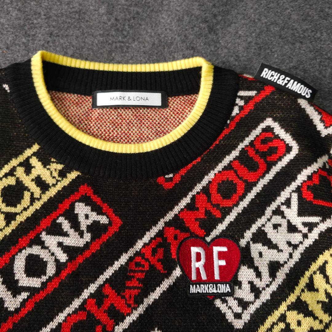 美品 2着セット マークアンドロナ 春 ジップブルゾン×セーター 総柄 36 S