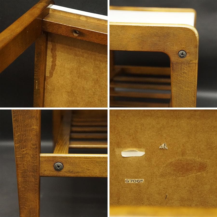 オールドカリモク 白い天板 カフェテーブル ローテーブル サイドテーブル レトロ