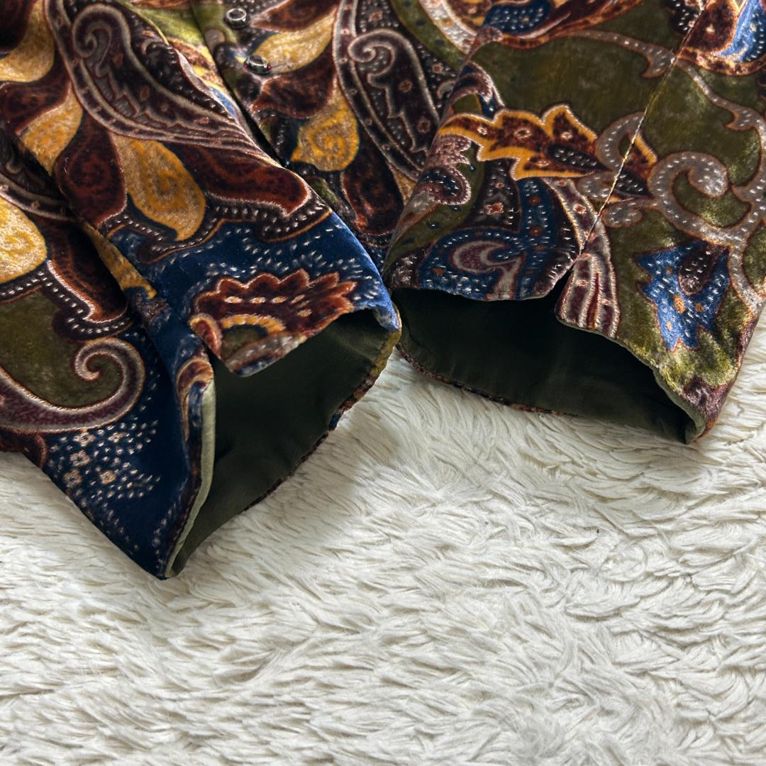 希少 美品 Ralph Lauren ペイズリー総柄 ベロア シャツジャケット