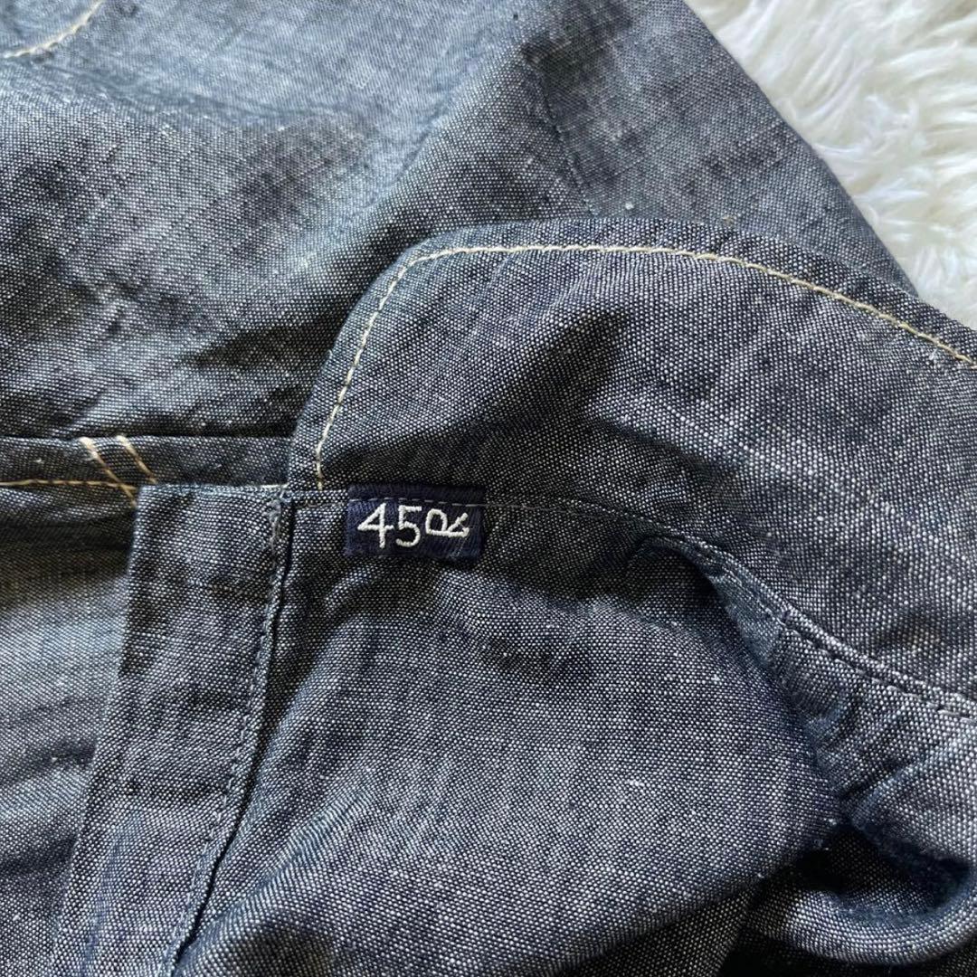 45R 綿麻ダンガリーのドレス ワンピース マキシ丈 リネンブレンド 濃