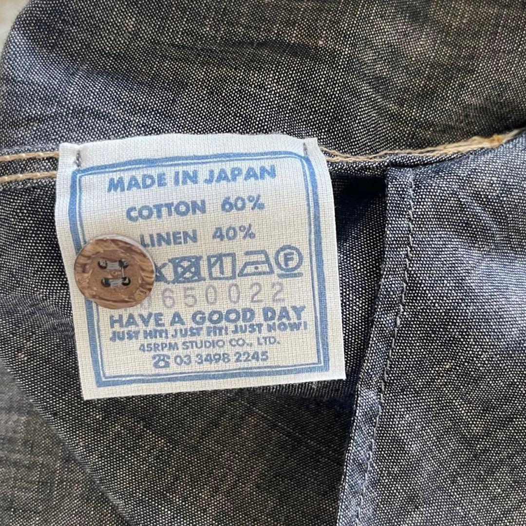 45R 綿麻ダンガリーのドレス ワンピース マキシ丈 リネンブレンド 濃