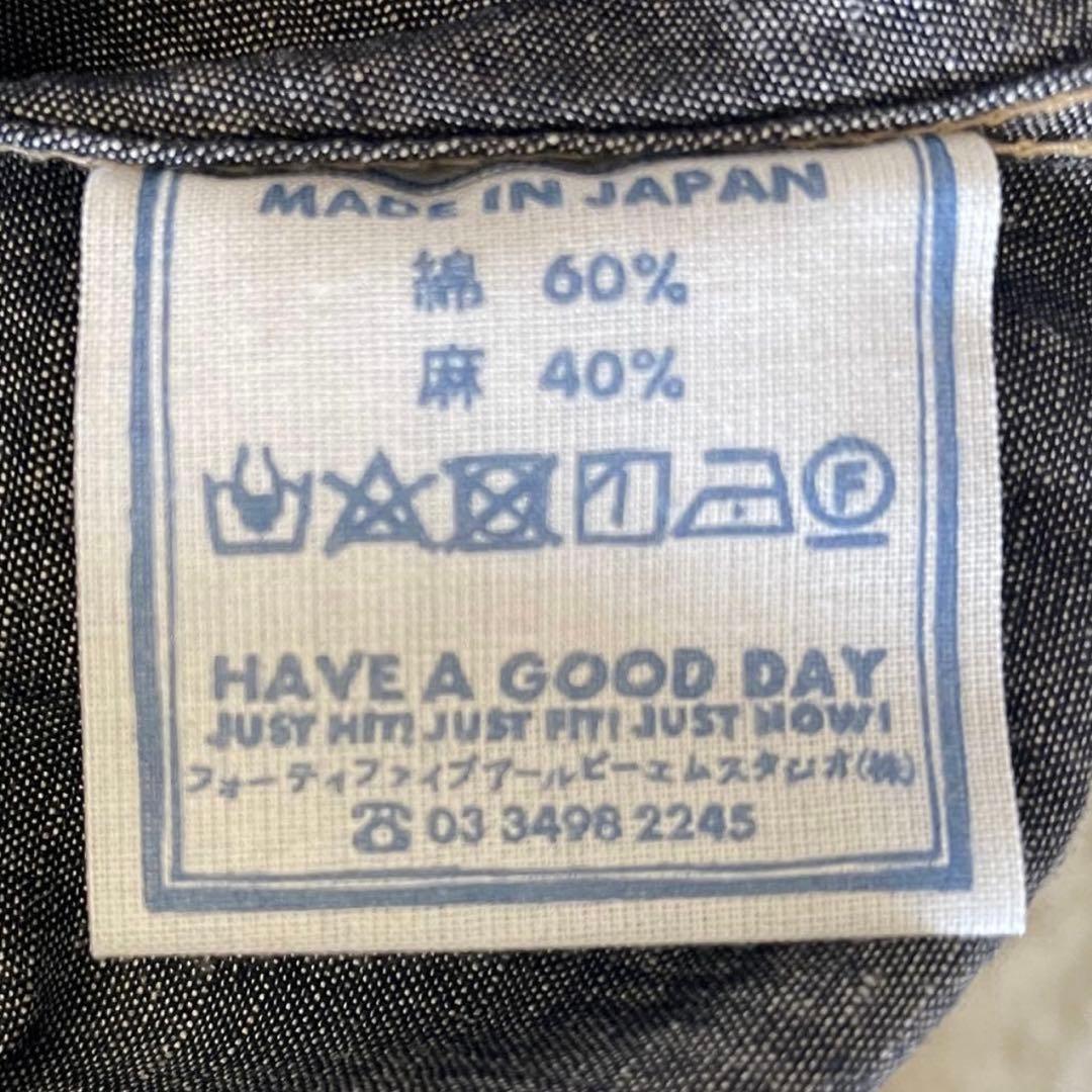 45R 綿麻ダンガリーのドレス ワンピース マキシ丈 リネンブレンド 濃