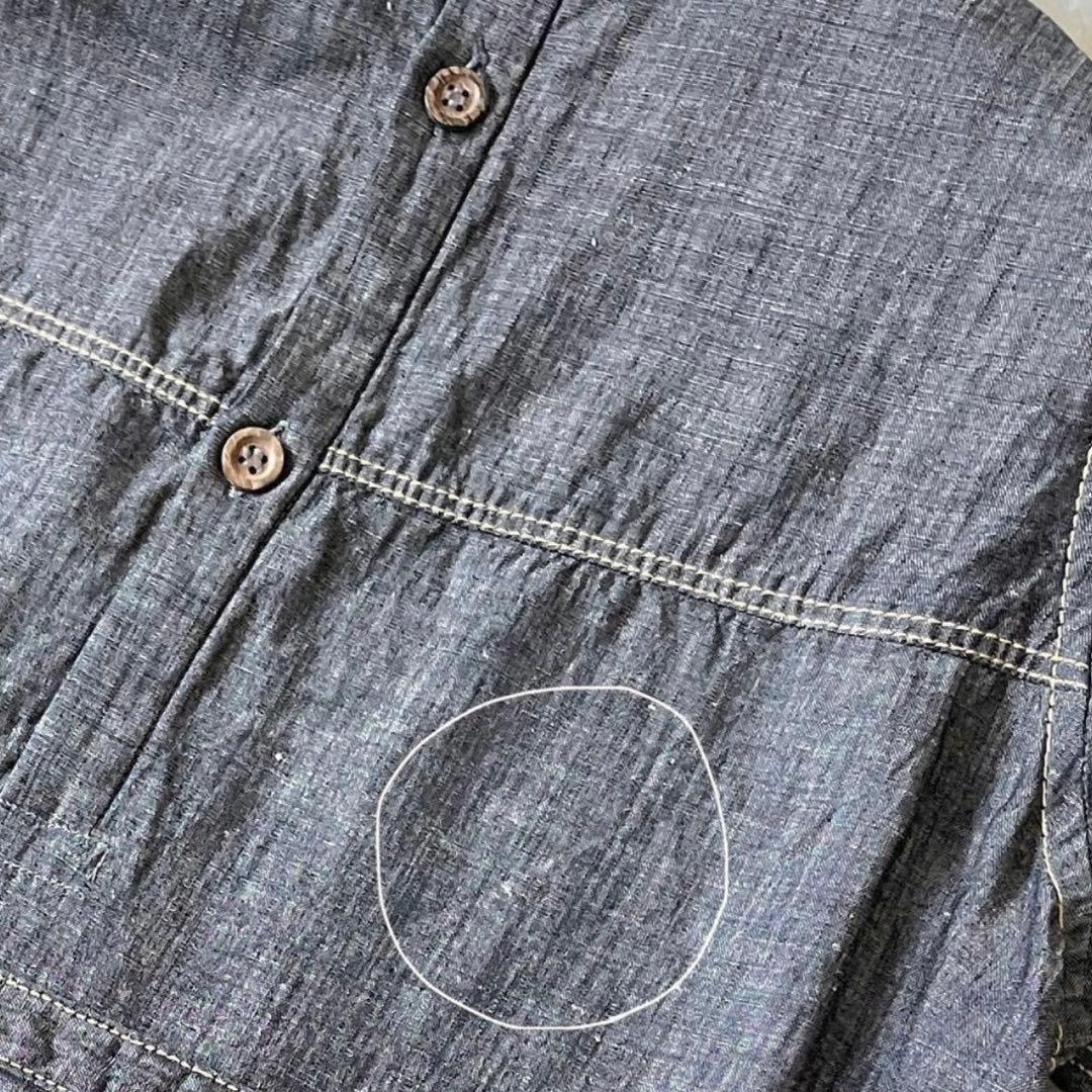 45R 綿麻ダンガリーのドレス ワンピース マキシ丈 リネンブレンド 濃