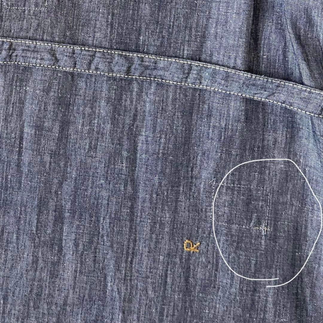 45R 綿麻ダンガリーのドレス ワンピース マキシ丈 リネンブレンド 濃