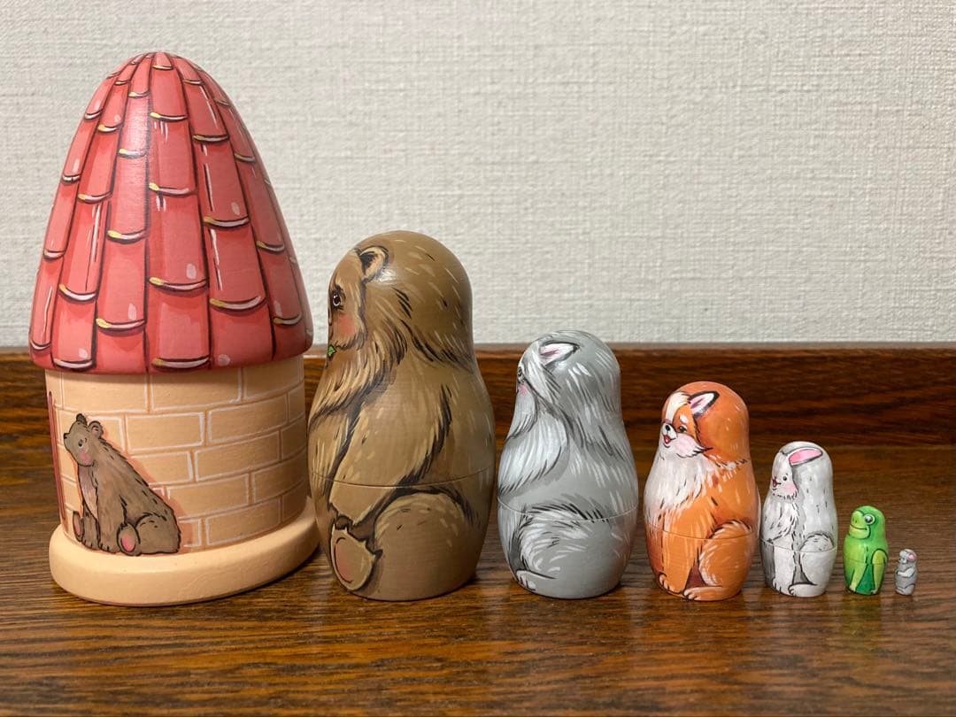 ロシア雑貨☆お家型マトリョーシカ民話『テレモーク』小さなおうち7Pマルガリータ作