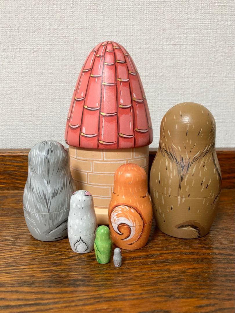 ロシア雑貨☆お家型マトリョーシカ民話『テレモーク』小さなおうち7Pマルガリータ作