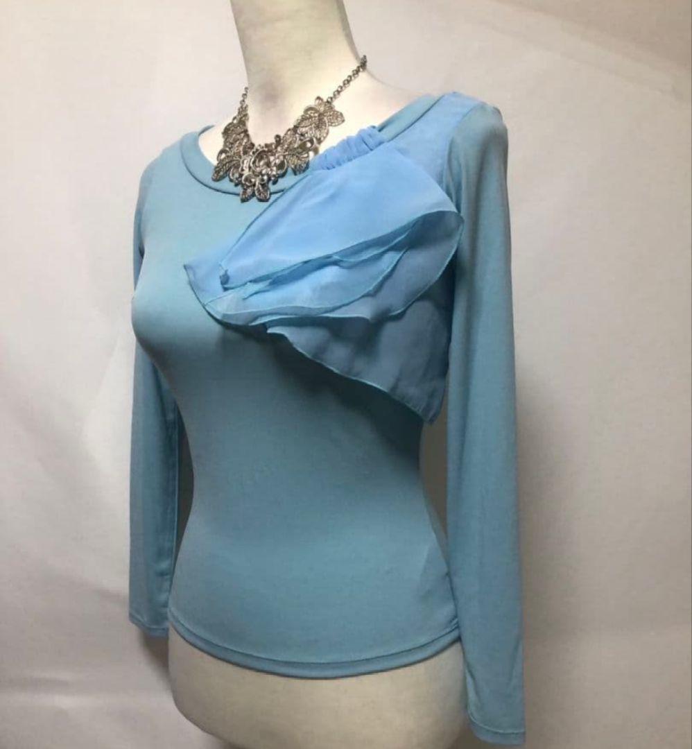 社交ダンス練習着パーティ。チャコットのオーガンジーフリルモチーフトップスドレス