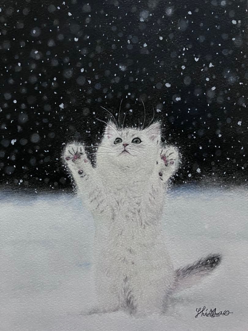 “雪だぁ‼︎” 色鉛筆画 パステル