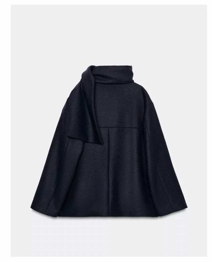 ZARA ウールショートスカーフコートM