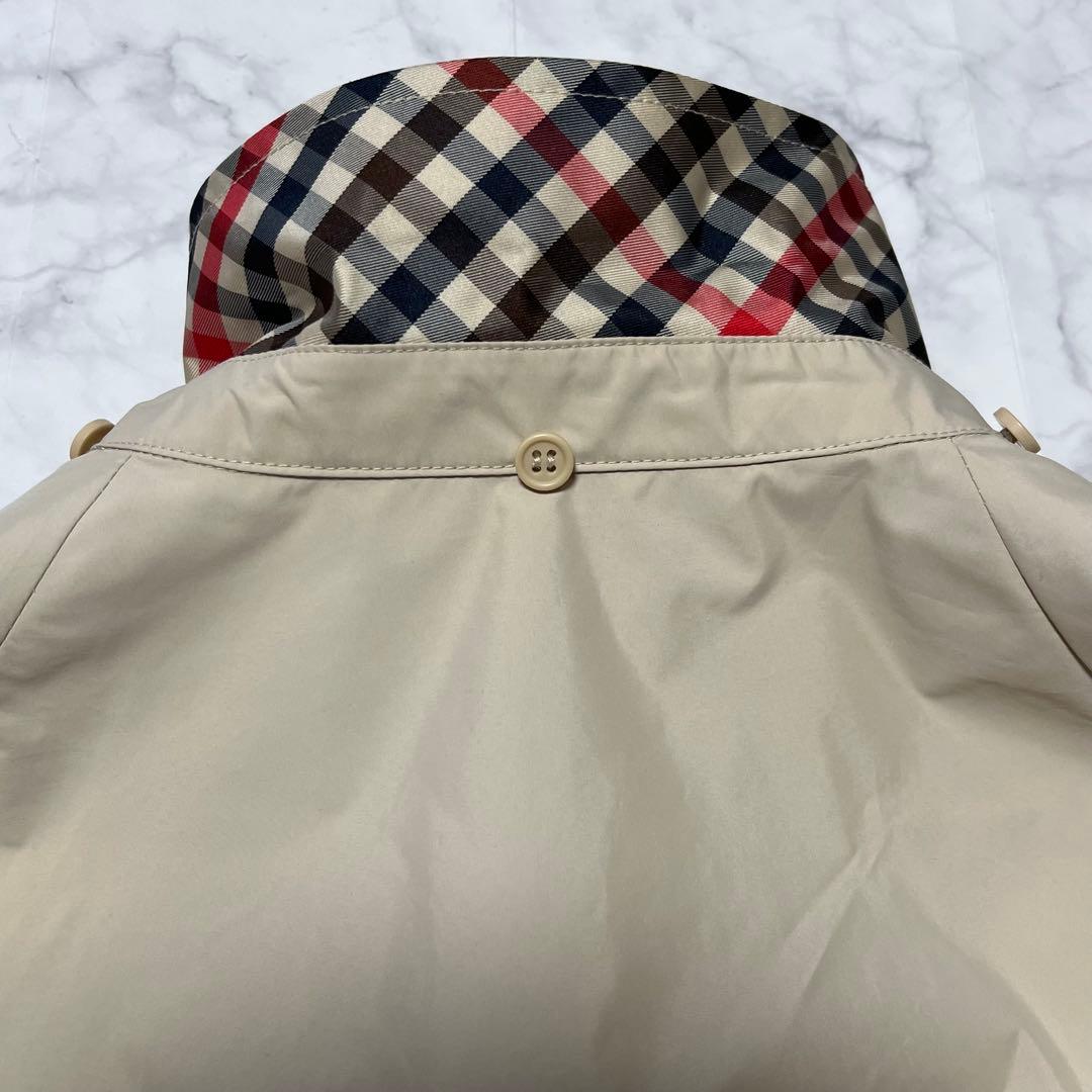 アクアスキュータム　レインコート ※フード無しM〜L ベージュ チェック 比翼