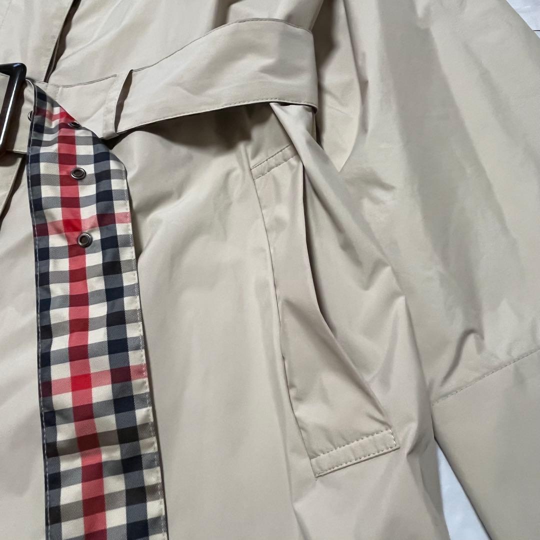 アクアスキュータム　レインコート ※フード無しM〜L ベージュ チェック 比翼