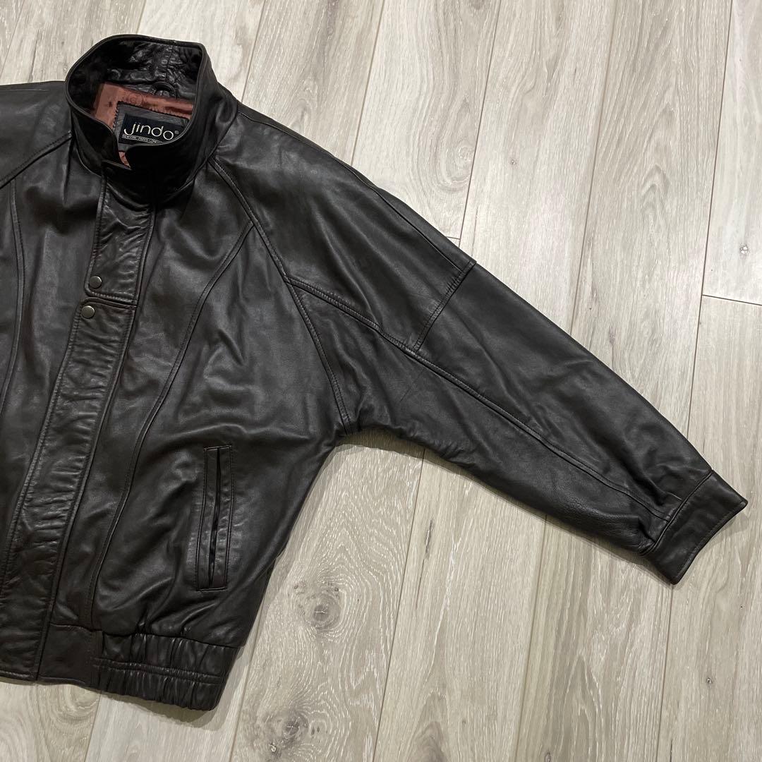 〜90s 短丈 羊革 ラムレザー レザージャケット XL ボンバージャケット