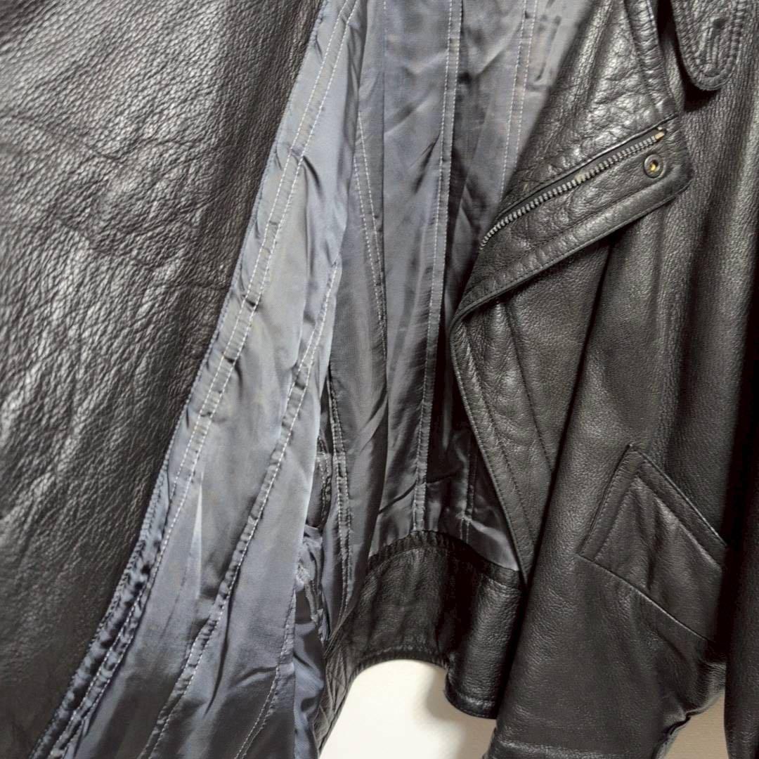 【ボルサリーノ】レザージャケット　ディアスキン　鹿革　ブラック　メンズ　48