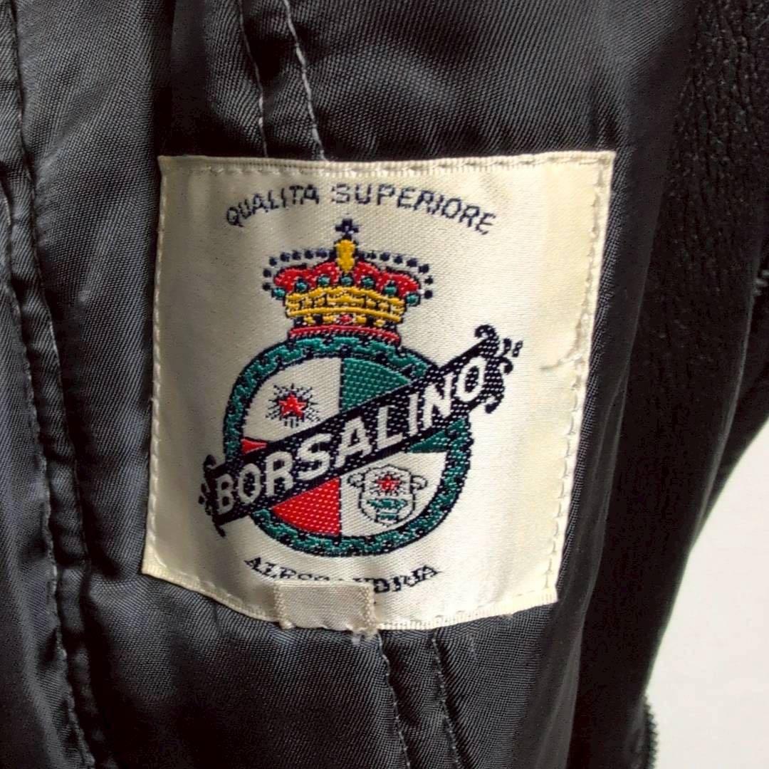 【ボルサリーノ】レザージャケット　ディアスキン　鹿革　ブラック　メンズ　48