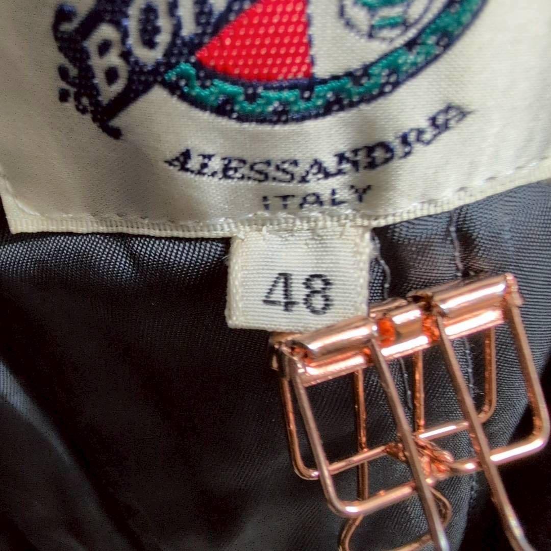 【ボルサリーノ】レザージャケット　ディアスキン　鹿革　ブラック　メンズ　48