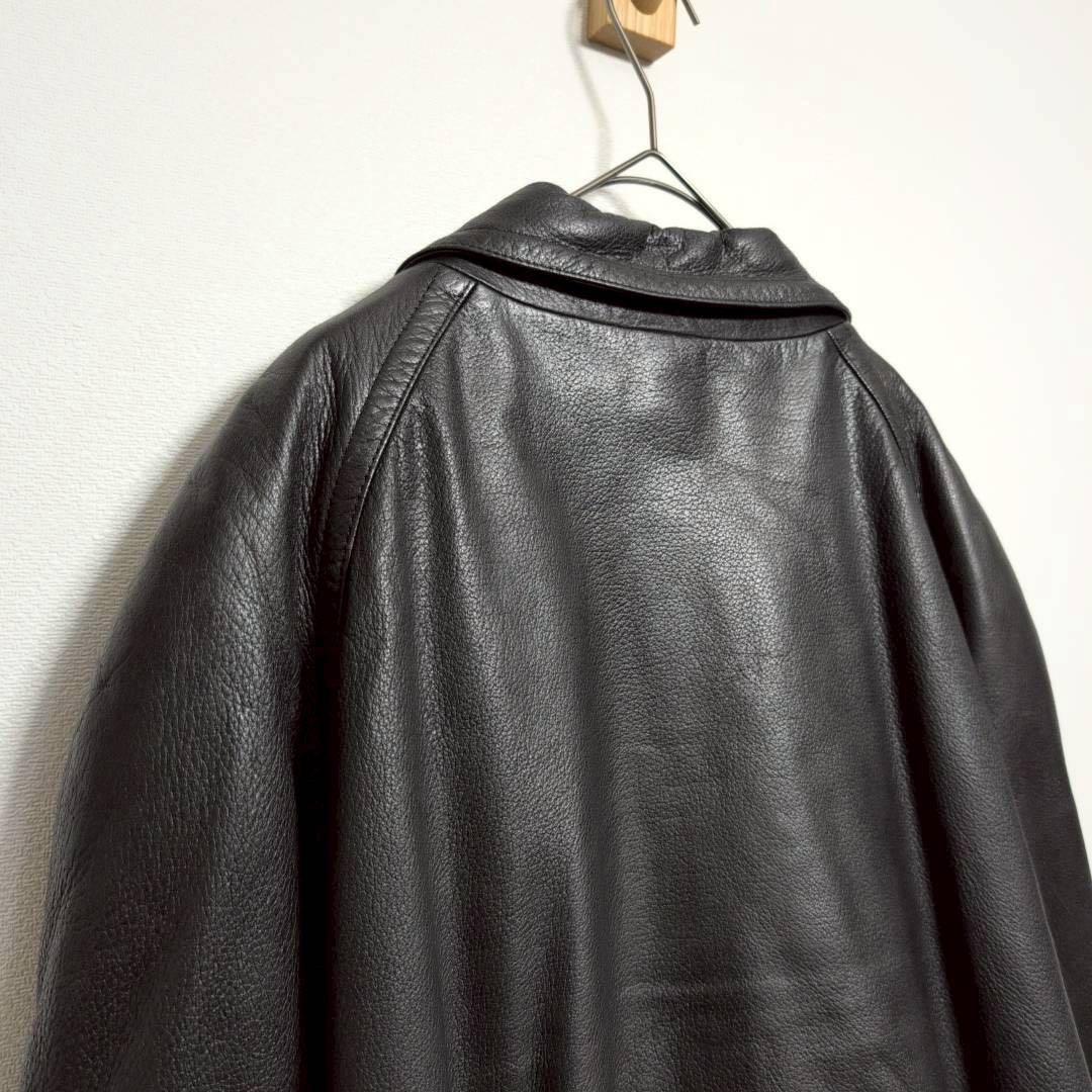 【ボルサリーノ】レザージャケット　ディアスキン　鹿革　ブラック　メンズ　48