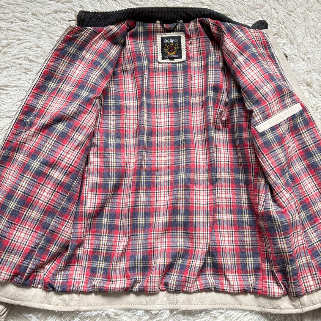 XL 良品　クラシックレーサー　Schott　シングルライダース　牛革　ホワイト