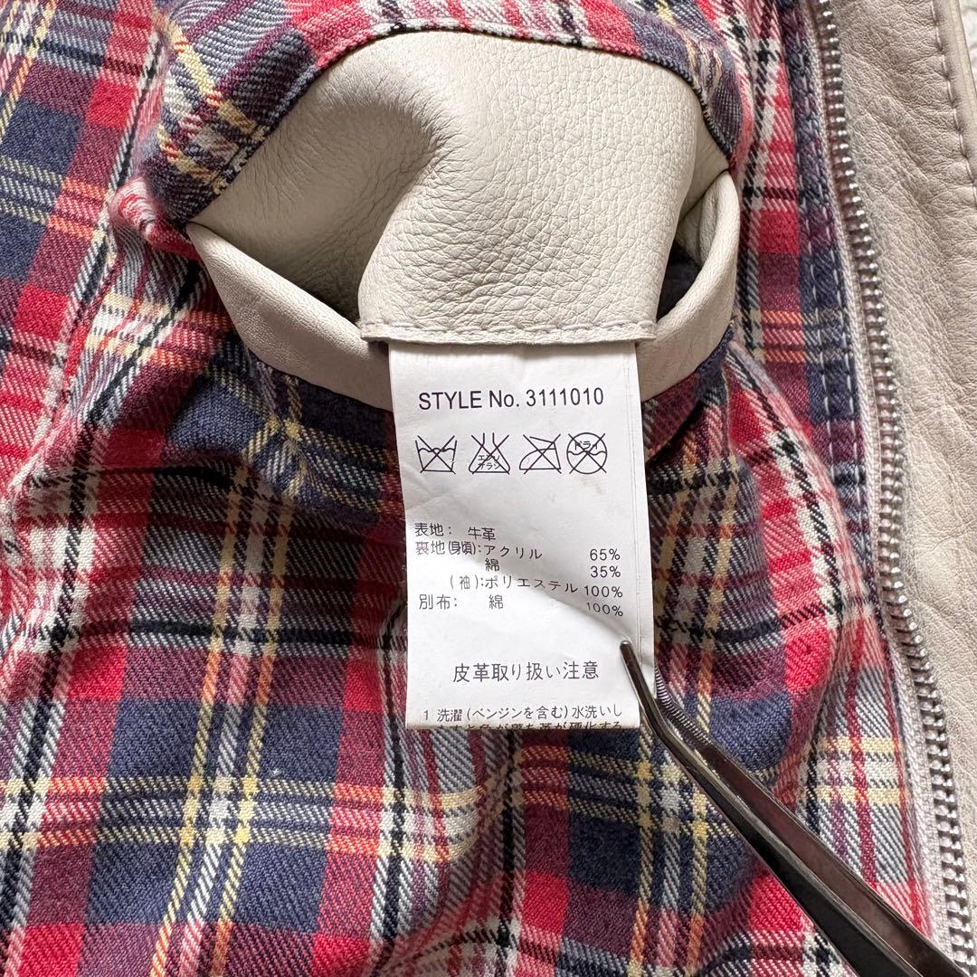 XL 良品　クラシックレーサー　Schott　シングルライダース　牛革　ホワイト