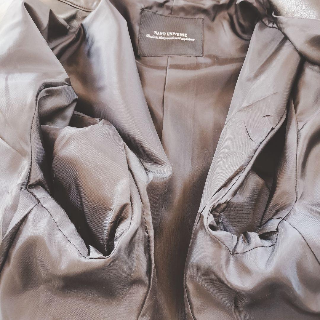 美品！ナノユニバース シングルライダースジャケット ブラック サイズXL 黒タグ