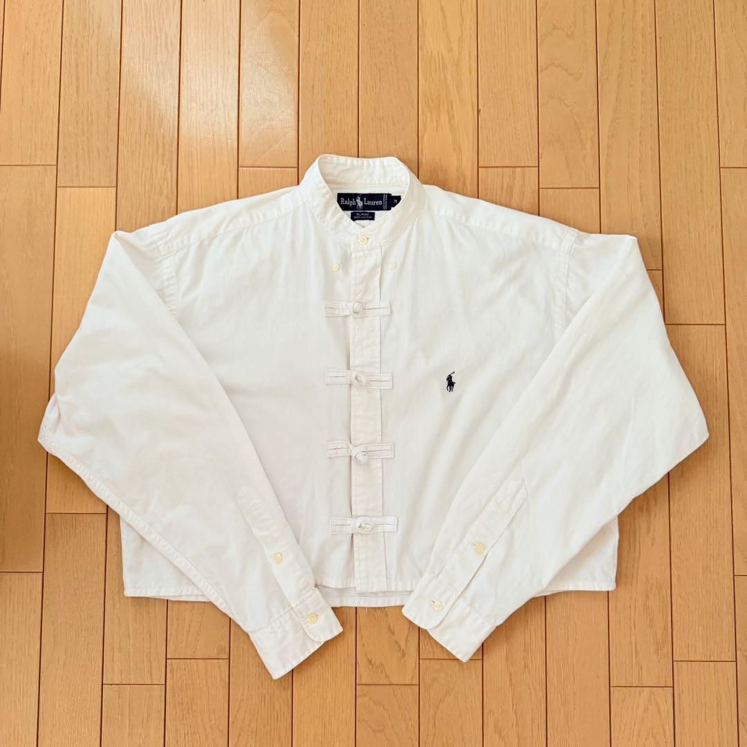 flower 古着 ラルフローレン チャイナシャツ　リメイク　短丈シャツ