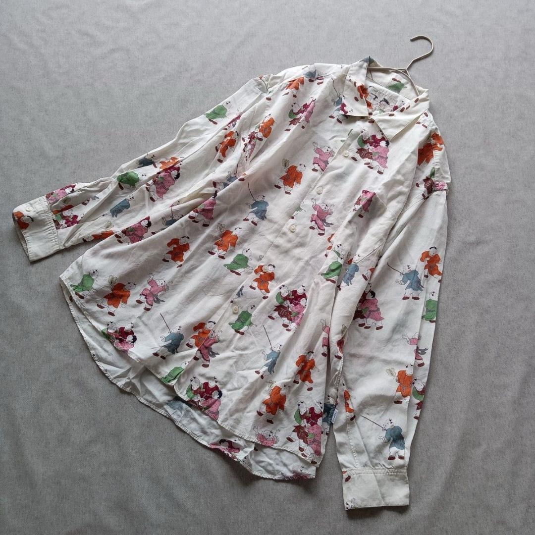 《美品★》powder　パウダー　総柄シャツ　下迫秀樹　ヴィンテージ　童柄