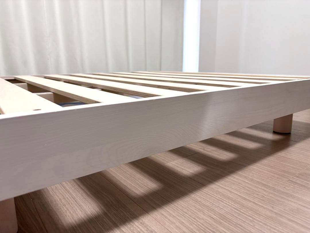 【 送料込 】 木製 シングル ベッド / ホワイトウォッシュ すのこ 高さ調節