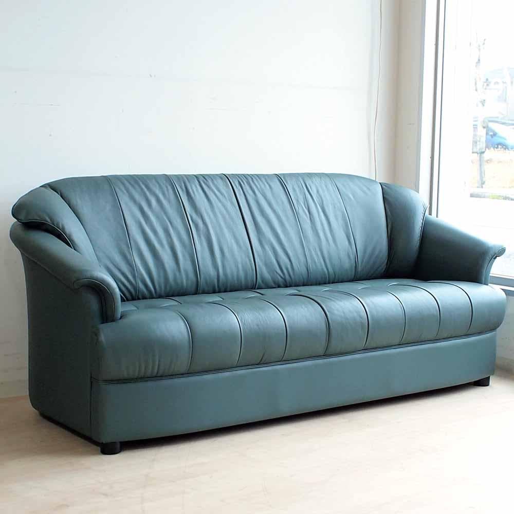 90's カリモク/karimoku 本革 2人掛けソファ 応接 ZR24324