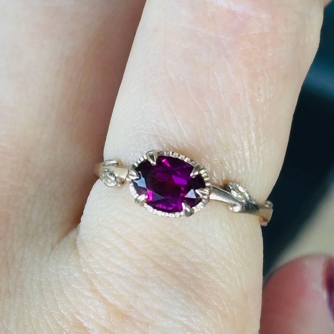 【連休セール】ロードライトガーネット　植物　リング　K10 12号