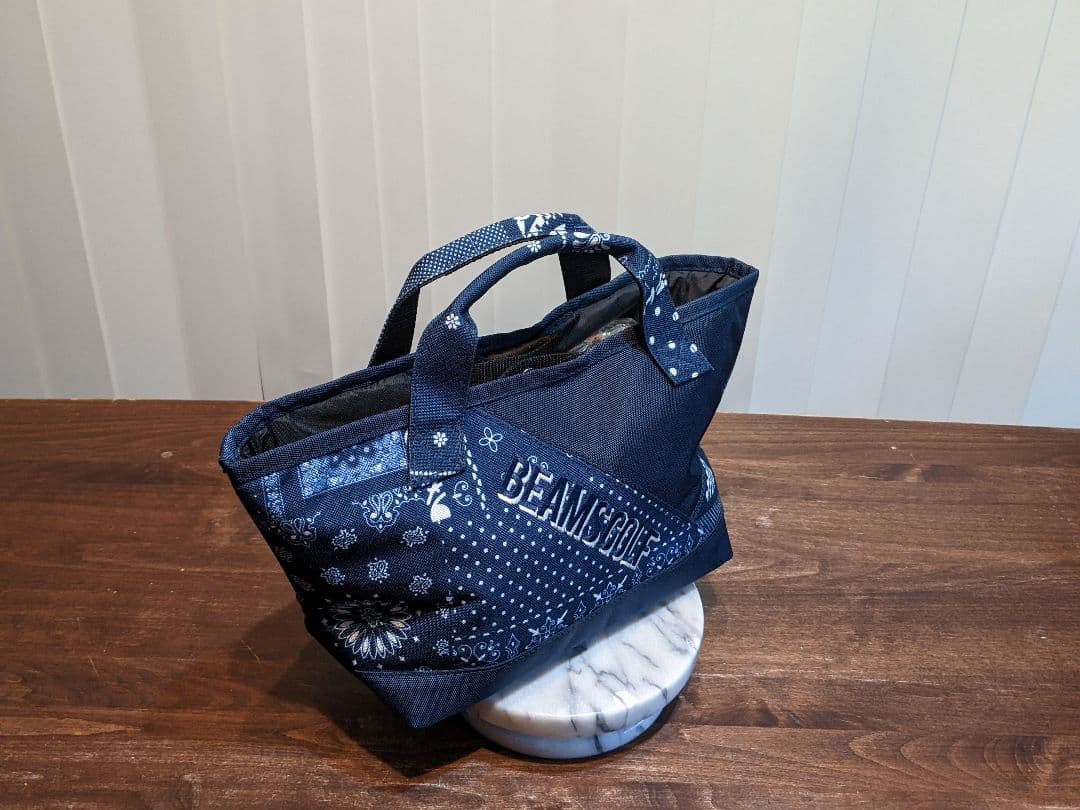 ビームス　ゴルフ　ペイズリー柄　バンダナ柄　カートバッグ　ハンドバッグ　鞄　紺