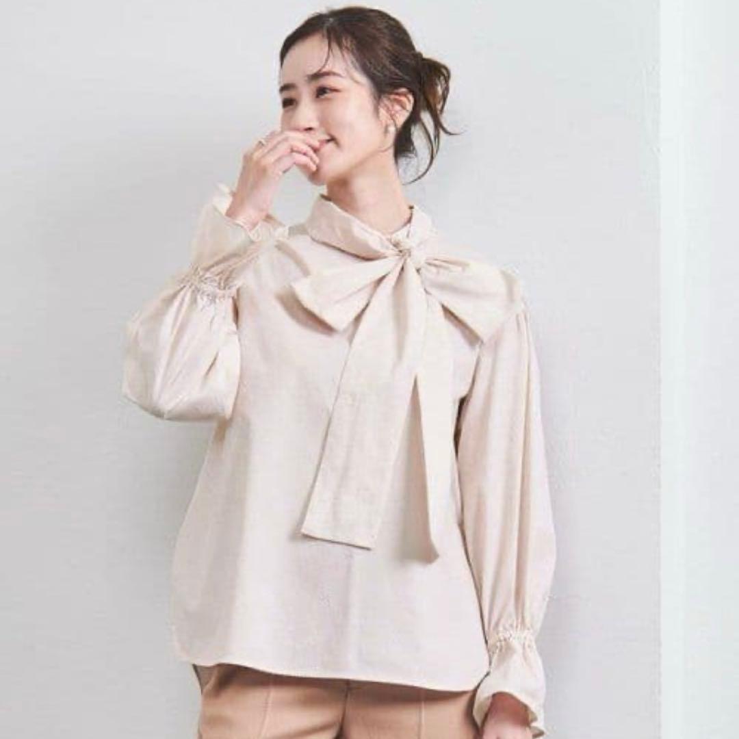 美品✨UNITEDARROWS　リボンボウタイドットドビーシャツ　2way