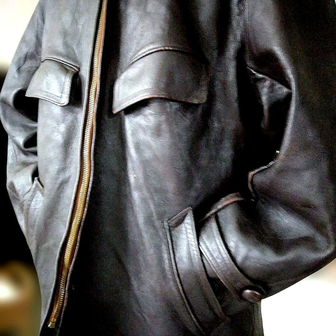 50s Vintage フランス製 レザージャケット レザーカーコート